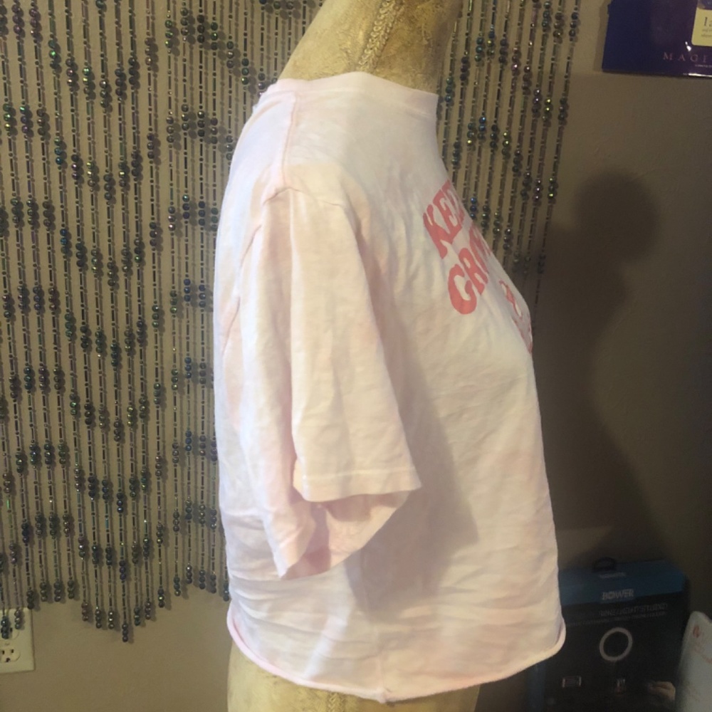 Pink crop top 100% cotton oversized size XS by Peanuts adorable for working out - Picture 8 of 8